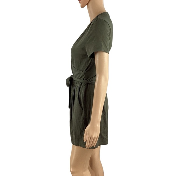 Boden Caroline Jersey Romper Green Short Sleeve Wrap Belted Size 6 - Picture 4 of 7